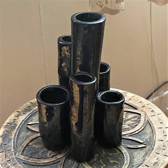 6 hole multi hole & height ceramic glazed bud vase - Picture 7 of 16